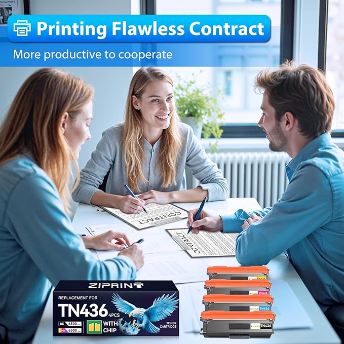 ZIPRINT 4-Pack TN436 Toner Compatible with Brother TN436BK TN433 TN431 TN436C TN-436 TN-431 TN-433 TN 436 TN 431 Super High Yield 6500 Pages for MFC L8900CDW, HL L8360CDW, HL L8260CDW, HL L9310CDW