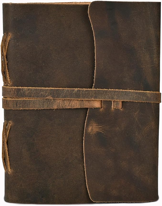 LEATHER VILLAGE Leather Bound Journal - Rustic Brown, 13"X8", 220 Pages - Vintage Blank Paper Diary for Writing, Drawing, Sketchbook, and Travel Notebook - Ideal for Women and Men