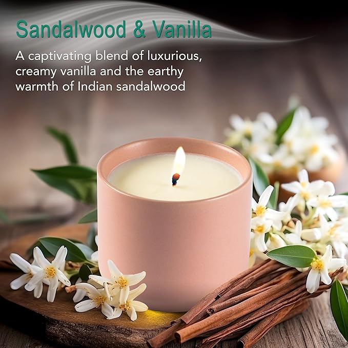 Hyggelight - The Growing Candle, Sandalwood & Vanilla Scented, 8oz Ceramic Pot, Aromatherapy Candles for Home, 100% Soy, Adelyn