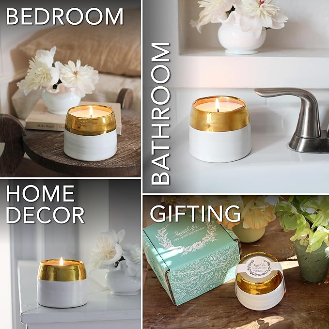 Hyggelight - The Growing Candle, Juniper & Citronella Scent, 10oz Ceramic Pot, Aromatherapy Candles, Gift for Outdoors, 100% Soy, Clara