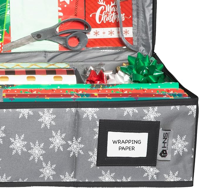 Wrapping Paper Storage Container – Fits up to 27 Rolls 1 3/8” Diam. - Underbed Gift Wrap Organizer Bags, Wrapping Paper Rolls, Ribbon, and Bows - Under Bed- Durable Material 600D - Up to 40" Rolls