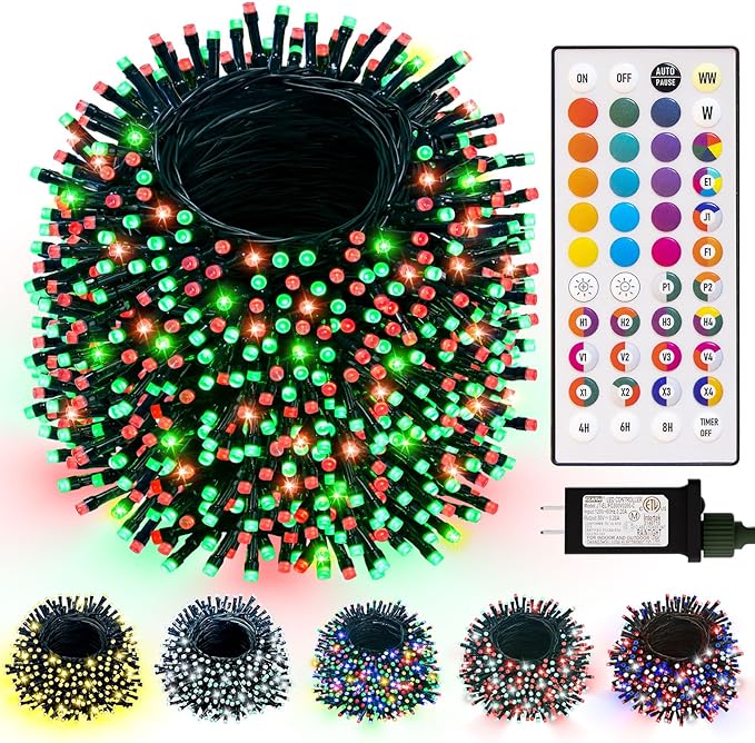 LitHome 164FT 500 LED Color Changing Christmas String Lights Outdoor, 35 Colors RGB Christmas Lights with Remote, Dimmable Led String Light Plug in, Xmas Tree Light Indoor for Holiday Party Decor