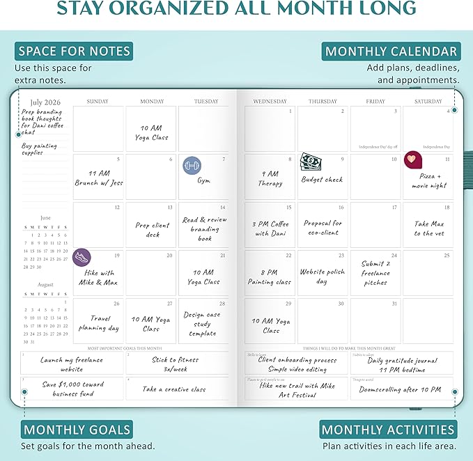 Legend Hourly Schedule Planner PRO Dated Jan 2026-Jan 2027 – Deluxe Weekly & Daily Organizer with Time Slots. Appointment Book Journal for Work & Time Management, A4 Hardcover, Viridian Green