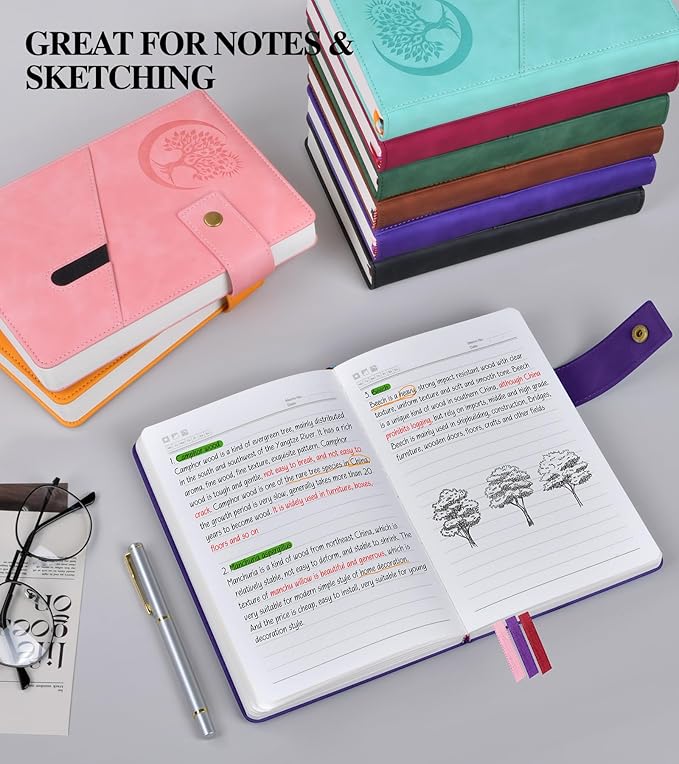 Lined Journal Notebook for Men, A5 Leather Journals for Writing Women, Hardcover Notebooks for Work,School,Note Taking,Travel,Business,Personal daily Diary,200 Page College Ruled (5.9" x 8.4")