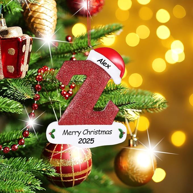 Personalized 26 Letters Ornaments for Christmas Tree 2025, Custom Christmas Ornament with Family Member's Names 3D Resin Xmas Hanging Pendant Original Gifts for Family Friends(Z)