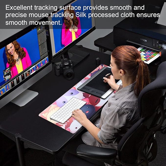 Large Gaming Mouse Pad with Stitched Edges,[27.5x11.8In] Extended Mouse Pad with Non-Slip Natural Rubber Base for Gamer/Desktop/Office/Home (70x30 Cat)