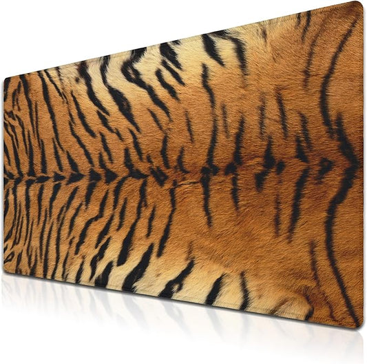 Large Mouse Pad Yellow Desk Pads Gaming Mouse Pads Keyboard Pads Extra Large Gaming Mouse Pad Non-Slip Rubber Base 35.4" X 15.7" for Game Office, Panthera Tigris Corbett Skin Pelt