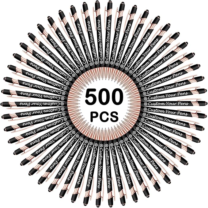 Amlion Personalized Custom Pens with Name Engraved Logo Text,500 Customized Writing Stylus Pen Promotional Item Gift for Men Women Office Business Wedding-Black