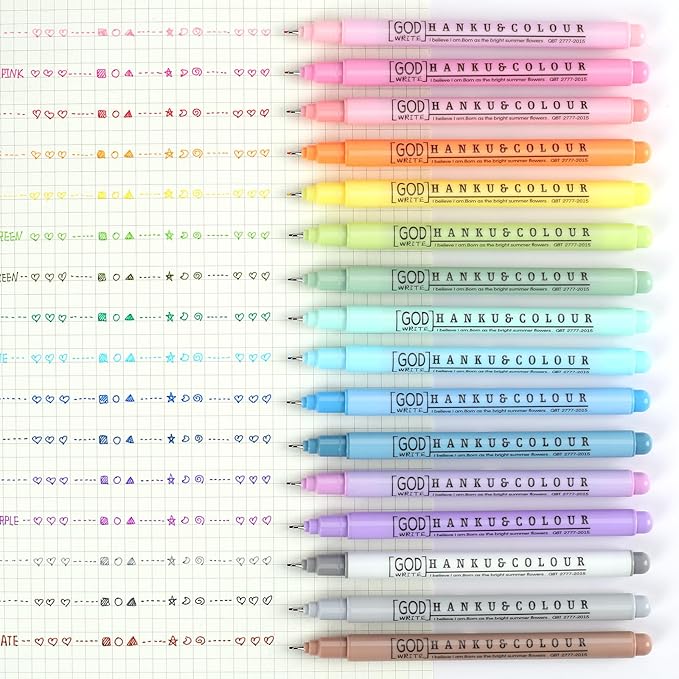 0.38mm Fine Point Pen,16 Pack Colored Fineliner Bible Pens No Bleed Through,Extra Fine Tip Marker Pens for Bullet Journaling,Planner,Coloring,Bible Study Back to School Office Supplies