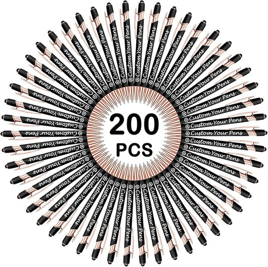 Amlion Personalized Custom Pens with Name Engraved Logo Text,200 Customized Writing Stylus Pen Promotional Item Gift for Men Women Office Business Wedding-Black