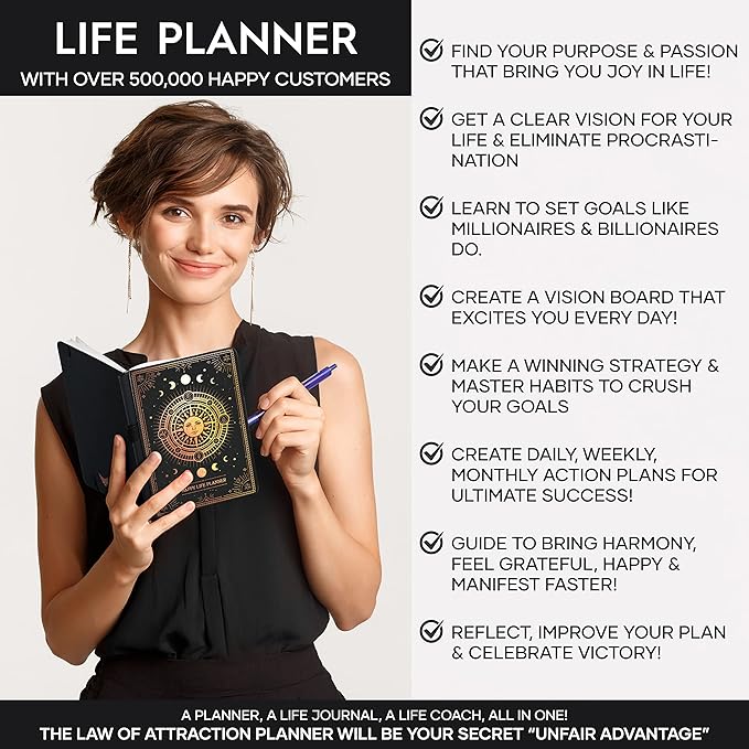 Life Mastery Planner - A 12 Month Journey to Crush Your Goals, Increase Productivity, Passion, Success & Happiness - Weekly & Monthly Life Planner, Habit-Tracker, Gratitude Journal & Organizer