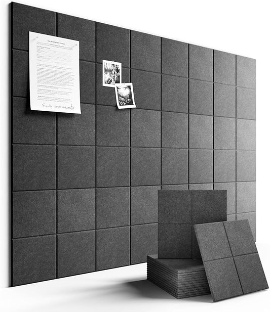 Large Felt Bulletin Board 48" x 36" Cork Board Alternative-12 Pack with 70 Safe Removable Adhesive Tabs, Cork Boards for Walls Cork Board for Home Office Classroom Pin Board-Charcoal Gray