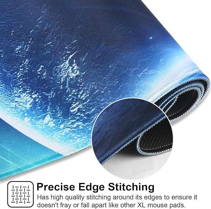 Large Gaming Mouse Pad with Stitched Edges,[27.5x11.8In] Extended Mouse Pad with Non-Slip Natural Rubber Base for Gamer/Desktop/Office/Home (70x30 Spaceball)