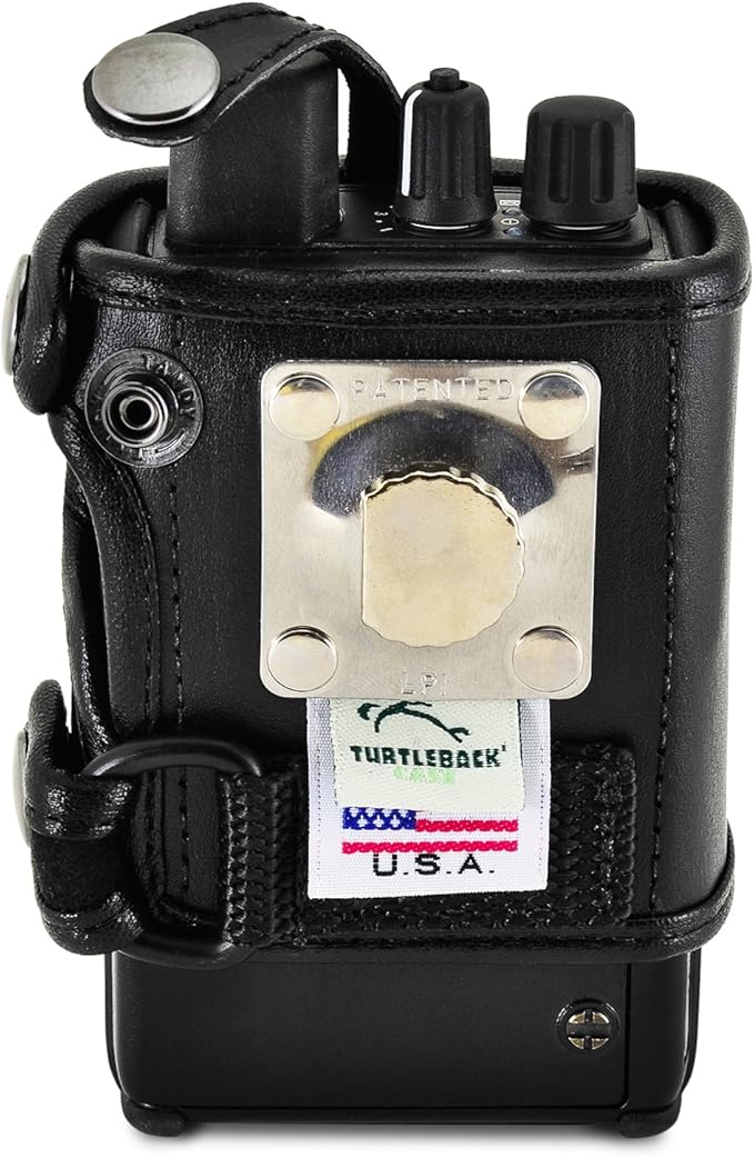 Made for Unication G1 Voice Pager Fire Radio Phone Black Leather Fitted Case with Heavy Duty Ratcheting Removable Metal Belt Clip