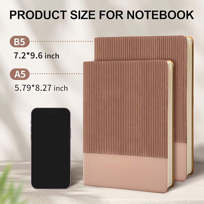 Lined Journal Notebook for Work College Ruled Note Book 5.79"x8.27" A5 PU Leather Daily Journaling 216 Pages for Women Men Writing Home School Supplies Business (Dark Pink)