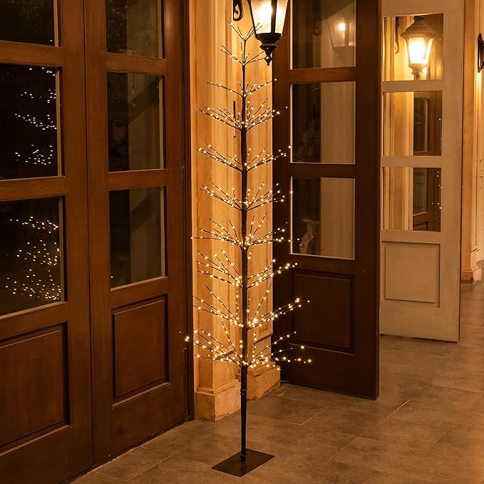 LIGHTSHARE 6FT 325L Lighted Starlit Tree, Warm White, for Home, Festival, Party, and Christmas Decoration, Indoor and Outdoor Use, Brown