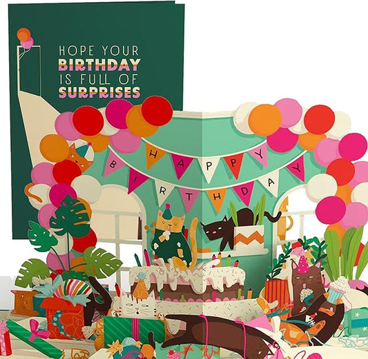 Lovepop Birthday Pop-Up Card for Her, Him, Men, Women - 3D Animal Greeting Cards - Full of Surprises - 5" x 7" - Blank Notecard & Envelope Included