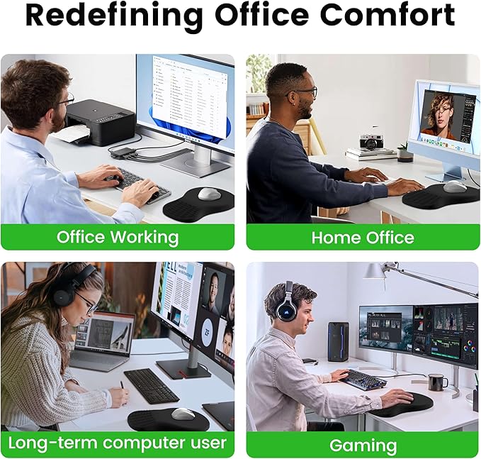 MEKASS Ergonomic Mouse Pad with Wrist Rest, Memory Foam Mousepad for Carpal Tunnel Pain Relief, Desk Computer Wrist Support Mouse Pad with Non-Slip PU Base for Office Home (Beach)