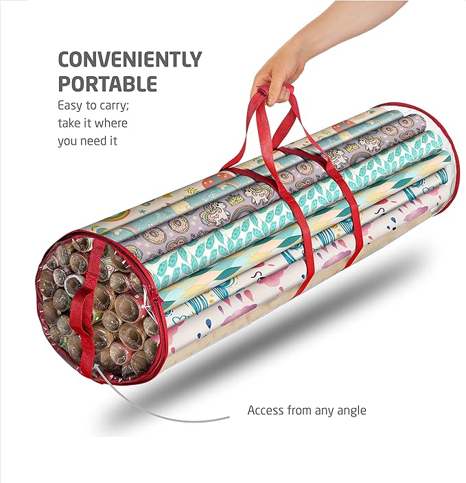 ZOBER Wrapping Paper Storage Containers - 40 Inch Gift Wrapping Organizer Storage - Fits 25 Standard Rolls of Wrapping Paper - Waterproof