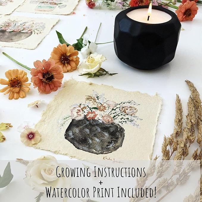 Hyggelight - The Growing Candle, Wild Flower Scented, 13oz Ceramic Pot, Single Wick Aromatherapy Candles, 100% Soy for Women and Men, Emma