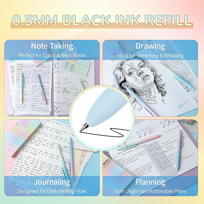 12 Pcs Gel Pens 0.5mm Quick Dry Black Ink Pens Fine Point Smooth Writing Pens, Cute Office and School Supplies Gifts for Women Teacher Students (12 Pcs Ombre Gold)