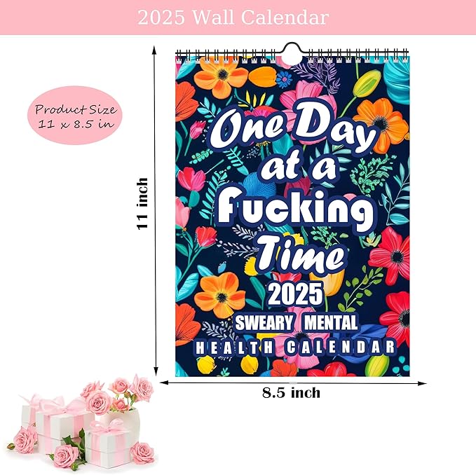 Mental Health Calendar 2025 | Funny Sweary Calendar 2025 | 2025 Wall Calendar, 12 Monthly Funny Wall Calendar Sweary Mental Health Calendar Monthly Planner for Wall Decor