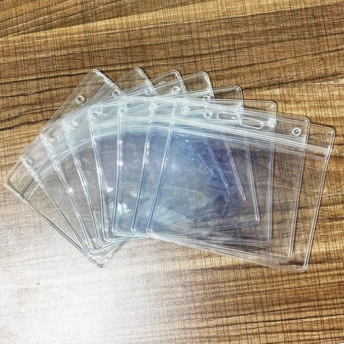 Extra Thick Horizontal ID Card Name Tag Badge Holder with Waterproof Type Resealable Zip (Horizontal 4x3, 20Packs)