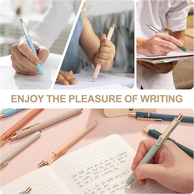 Linbsunne Gel Pens Black Ink Pens for Office 0.5mm Fine Point Pen Smooth Writing Retractable (Metal gold clip-18 pcs)