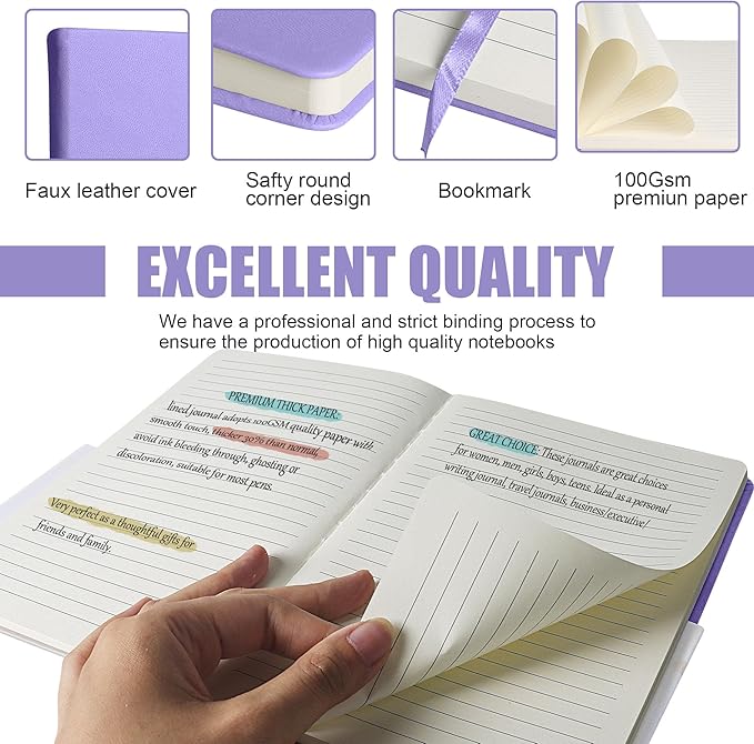 Lined Journal Notebook, (Mauve), 160 Pages, Medium 5.7 inches x 8 inches - 100 gsm Thick Paper, Hardcover