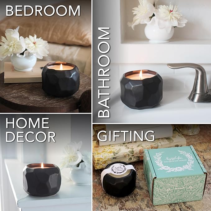 Hyggelight - The Growing Candle, Coffee Scented, 13oz Ceramic Pot, Aromatherapy Candles, 100% Soy, Cream and Espresso Aroma for Home, Emma