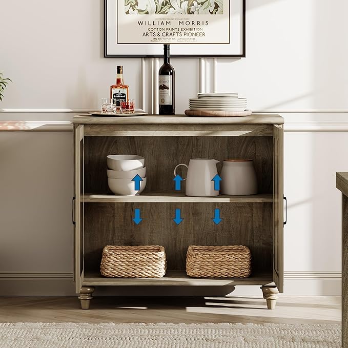 WAMPAT 5 Tier Wooden Bookcase 72" Tall Bookshelf with Glass Doors,Large Farmhouse Display Book Shelf with Adjustable Shelves and Storage Cabinet for Living Room, Study Room, Bedroom, Wash Grey