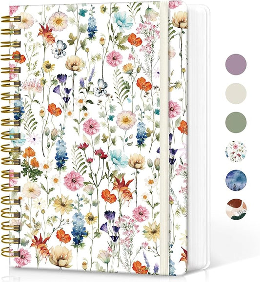 Lined Spiral Notebook Journal for Work, 300 Pages Thick B5 (7.1"x10") College Ruled Journal for Women & Writing, Hardcover Notebook for Note Taking, Perfect for Office Home School Supplies, Floral