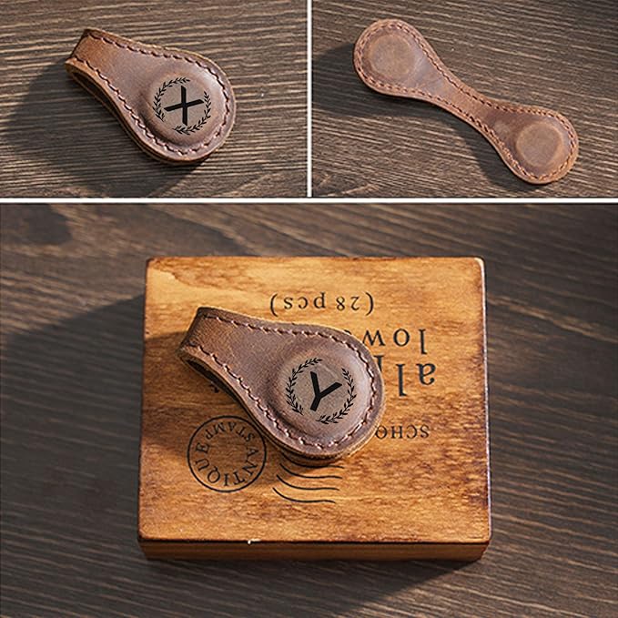 Magnetic Leather Bookmark with 26 Initial for Reading Women,Personalized Magnet Book Marks Gifts for Men,Book Lovers (Dark Brown, K)