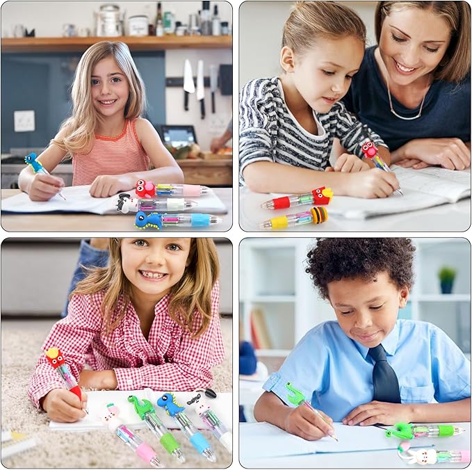CZWZ 200Pcs Mini Multicolor Pens in One 4-in-1 Cute Pens Bulk for Kids, Ballpoint Pen for Birthdays and Children's Parties, Fun Gifts Assorted Ink Kawaii Pen