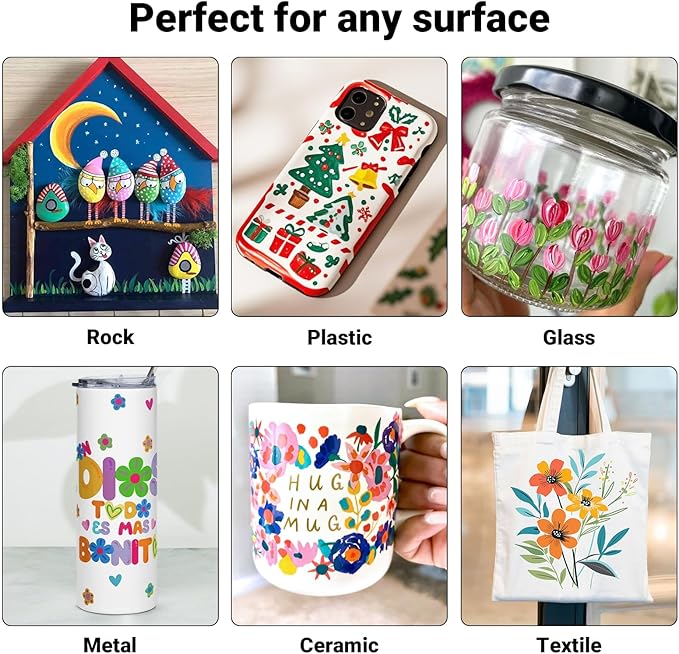 50 Colors Dual Tip Acrylic Paint Pens Cotton Nib Markers with Quick Dry Ink (1mm Fine & 5mm Dot Tips) Rock Painting, Wood, Fabric, Glass DIY Art Supplies for Adults Kids, Christmas Gifts