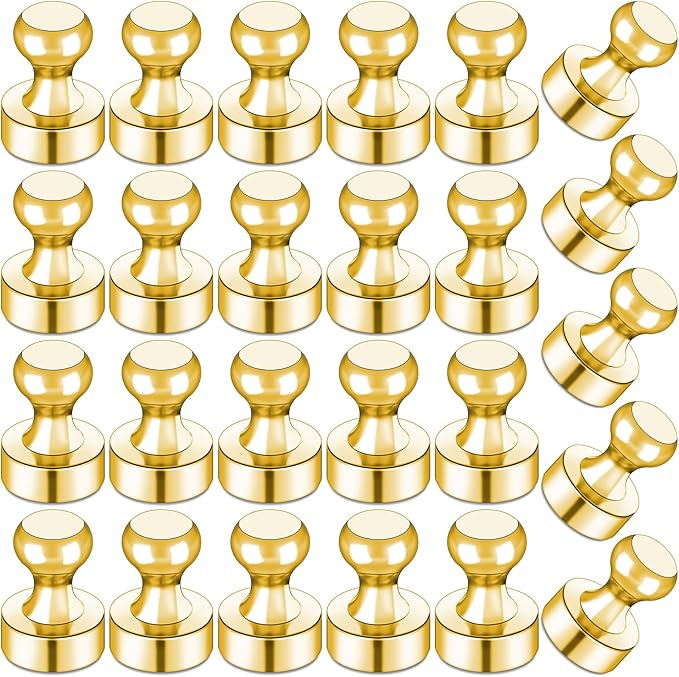 LOVIMAG Fridge Magnets 25 Pcs Refrigerator Whiteboard Small Strong Magnet Classroom Kitchen Accessories Decorative Locker Set Decor Must Haves Office Calendar Refrigerador Magnetic Cute Crafts Gold