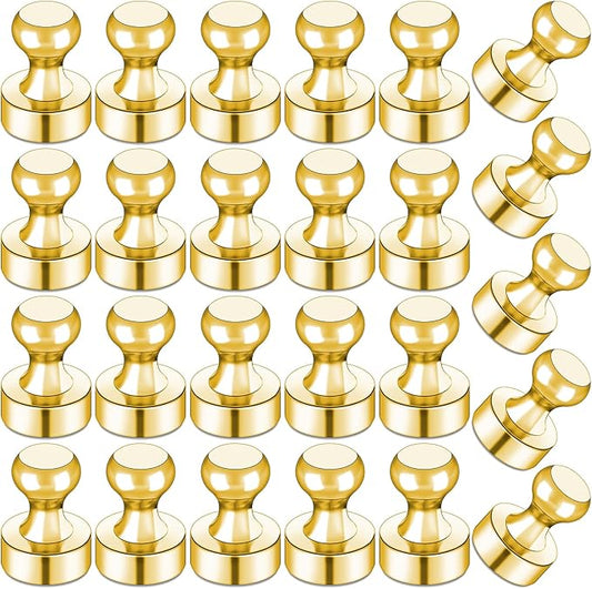 LOVIMAG Fridge Magnets 25 Pcs Refrigerator Whiteboard Small Strong Magnet Classroom Kitchen Accessories Decorative Locker Set Decor Must Haves Office Calendar Refrigerador Magnetic Cute Crafts Gold