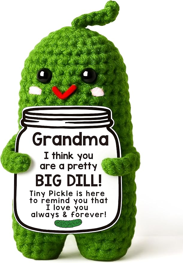 MAMAGIFTREE Grandma Birthday Gifts Christmas, Stocking Stuffers Great Grandma Gifts Gigi Gifts for Grandma You're a Big Dill - Adorable Crochet Pickle Plush with Personalized Message