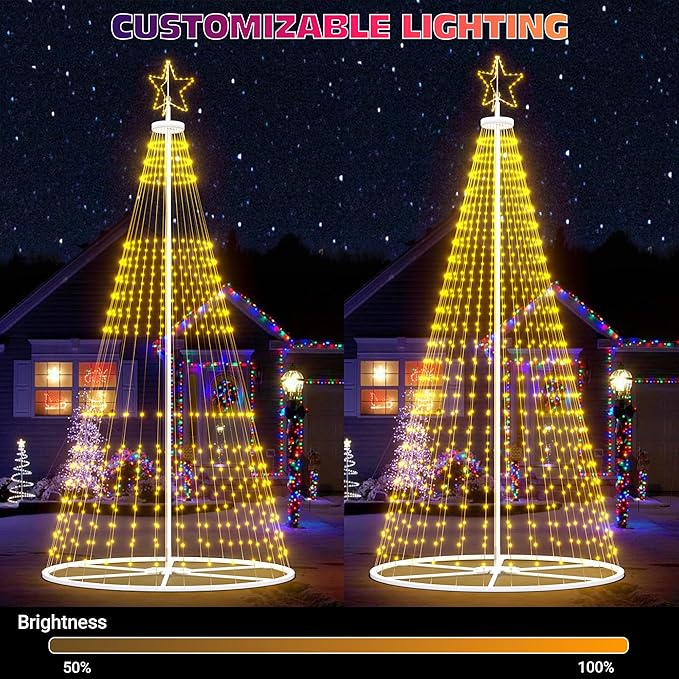 Led Outdoor Christmas Tree, 16 FT Prelit Smart Outside Christmas Tree Light Show, App Control with 660 LED Lights Color Changing, Music Sync, Cone Tall Star Topped Christmas Tree for Yard & Garden