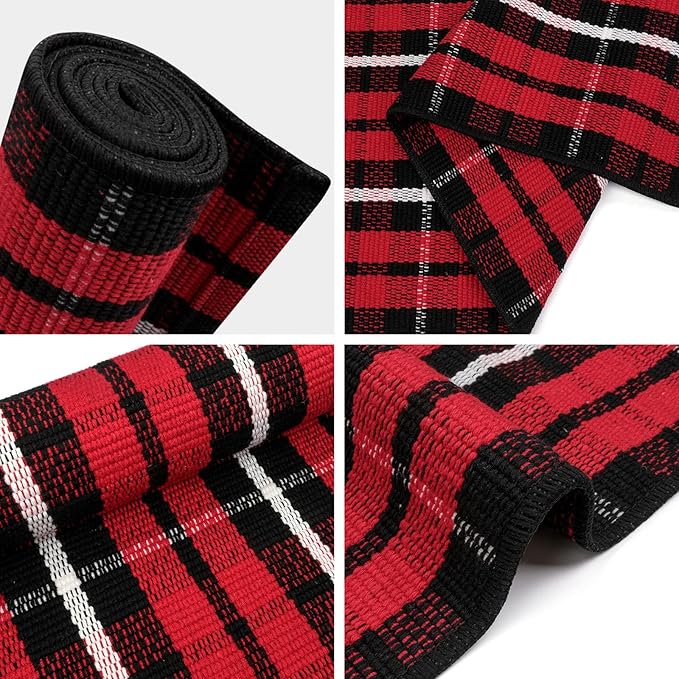 OJIA Christmas Front Door Mat Outdoor 27.5"x43" Red Plaid Porch Rug Machine Washable Entryway Rugs Indoor Layered Door Mats Outdoor Doormat Cotton Area Rug Rug for Bathroom/Bedroom