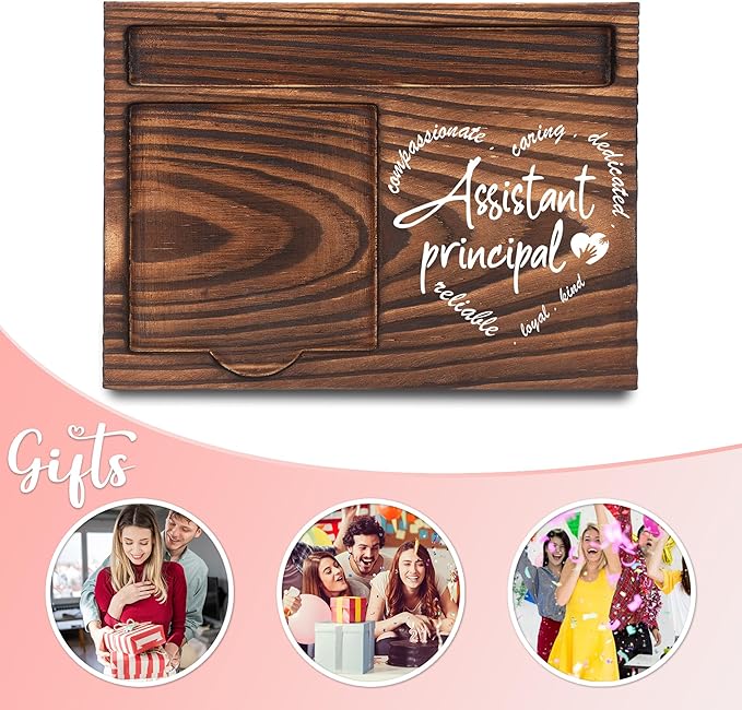 Assistant Principal Gifts, Assistant Principal Appreciation Gifts, Thank You Gifts, Sticky Note Holder, Post-it Note Dispenser for Desk, Wooden Post-it Note & Pen Holder 6.5" x 4.7" - FTA112