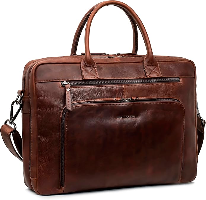 Marc Peter Hamilton Real Leather Business Bag for Men and Women | 15.6 inch Laptop Bag | Shoulder Bag for Men