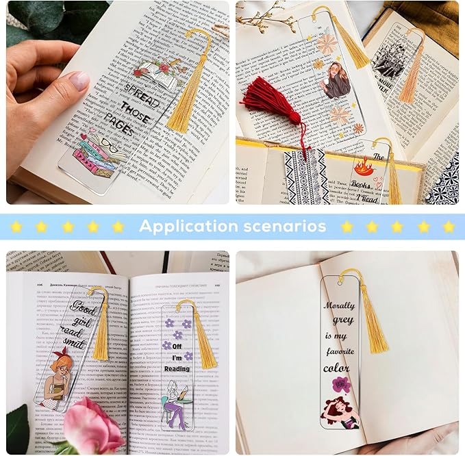 Luvsweeets Smut UV DTF Bookmark Wraps - 24 Sheets Smutty UV DTF Decals for Acrylic Bookmarks Waterproof UVDTF Stickers DIY Blank Bookmarks Rub on Transfers Stickers for Book Lover