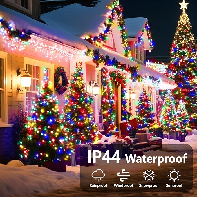 Outdoor Fairy Lights Waterproof, Plug in String Lights F8 Upgraded with 8 Modes Timer, 98Ft 200 Twinkle LED Outdoor & Indoor Decor for Garden/Patio/Yard/Wedding/Holiday Party