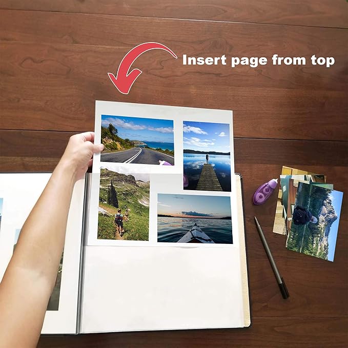 Old Town Bonded Leather Photo Album, Large Leather Scrapbook, Expandable Scrapbook Album 12x12 Double-Sided White Paper Pages and Optically Clear Pockets, Faux Suede Lining, Burgundy