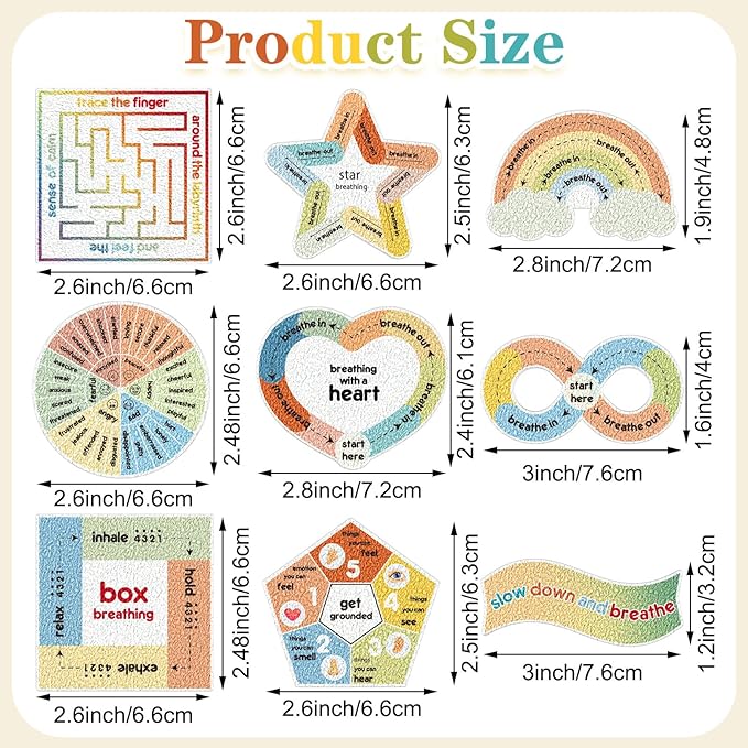 Libima 72 Pieces Anxiety Sensory Stickers Anxiety Textured Stickers Fidget Stickers Mindfulness Sticker School Counselor Supplies Adult Sensory Items Anxiety Relief, 9 Styles(Retro Color)