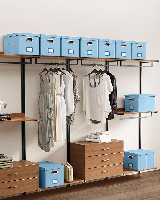 Oterri File Organizer, File Box, File Cabinet for Letter File Folder Storage, Portable Storage Bins with Lids for Office/Decor/Home,Document Organizer, 1 Pack,Sky-blue-Box Only