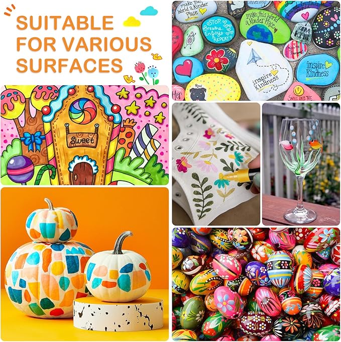 24 Colors Acrylic Paint Pens, Dual Tip Acrylic Paint Markers with Brush Tip and Fine Tip, Acrylic Pens for Rock Painting, Wood, Canvas, Stone, Glass, Ceramic,DIY Crafts Making Art Supplies