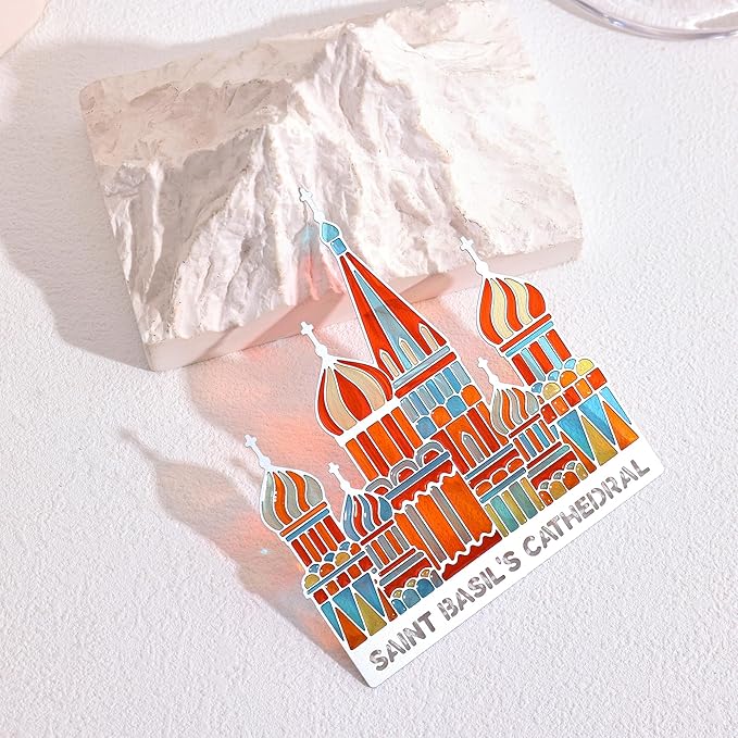Metal Bookmarks with Transparent Design - Saint Basil's Cathedral Book Mark for Readers, Aesthetic Book Markers for Kids, Teens, Teachers, Students, Gifts for Book Lovers, Writers, Reading Women & Men