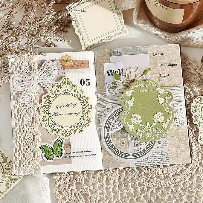 Maxleaf 120pcs Vintage Scrapbooking Letter Writing Paper for Journaling Supplies, Aesthetic Decorative Craft Material Paper for Junk Journals Planner Scrapbook